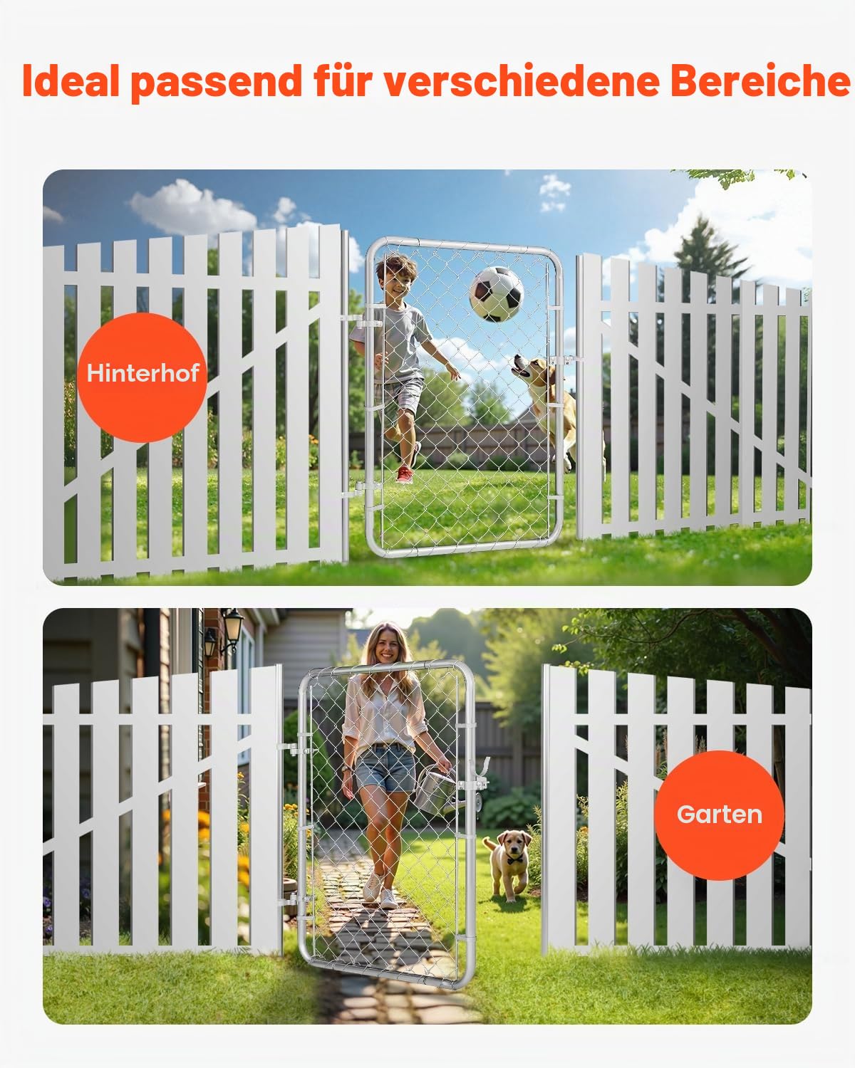 VEVOR Gartentür, 117x81 cm, Maschendrahtzaun Tor, passend für Gartentor in Öffnungen von B 61-81 cm x H 117 cm, verzinktes Zauntor für Farm, Pfosten Nicht im Lieferumfang enthalten