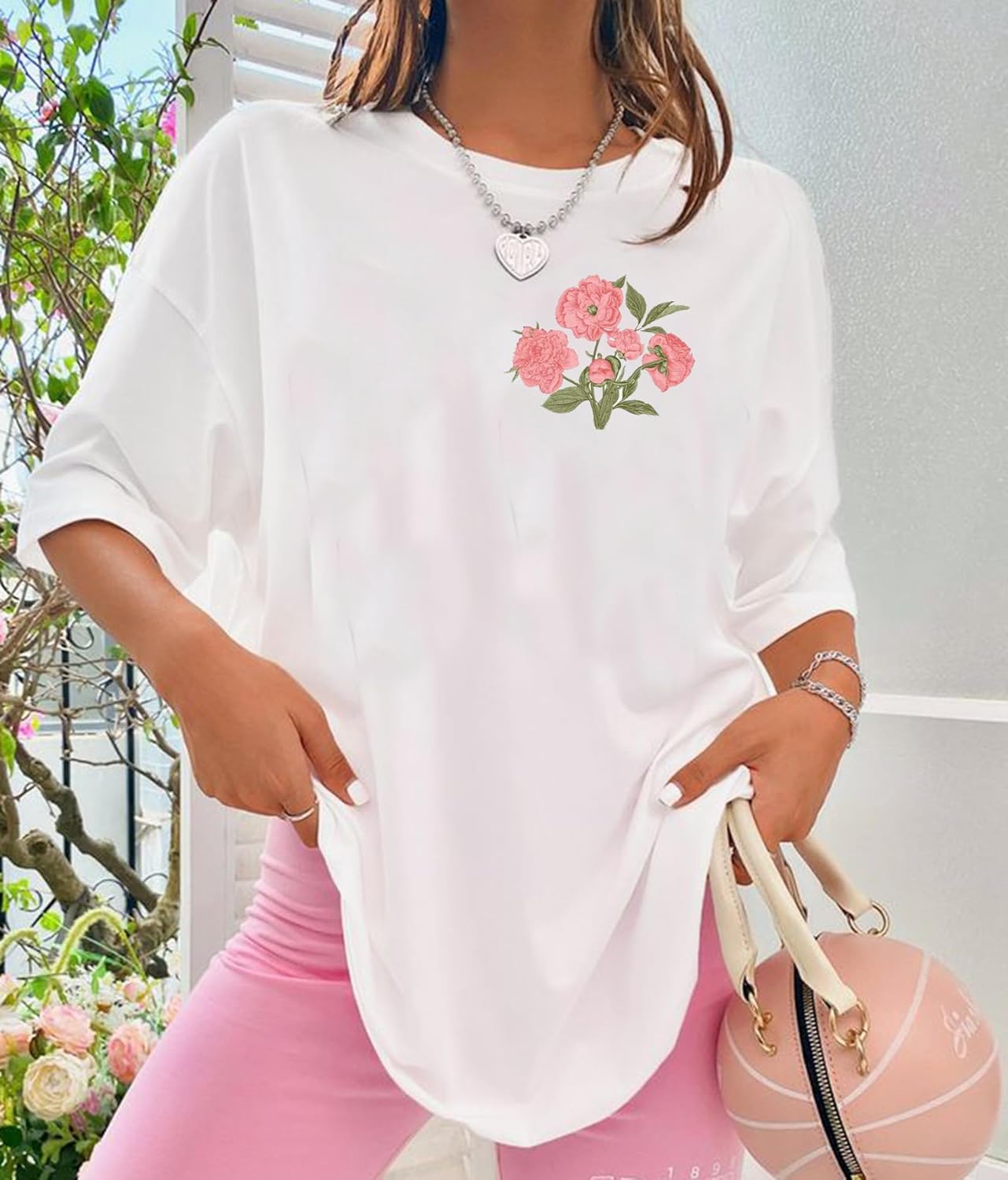 Boho Christian Shirts for Women Oversized Vintage Floral Tshirt Religious Jesus Tees Bible Verse Short Sleeve Faith Tops - Image 3