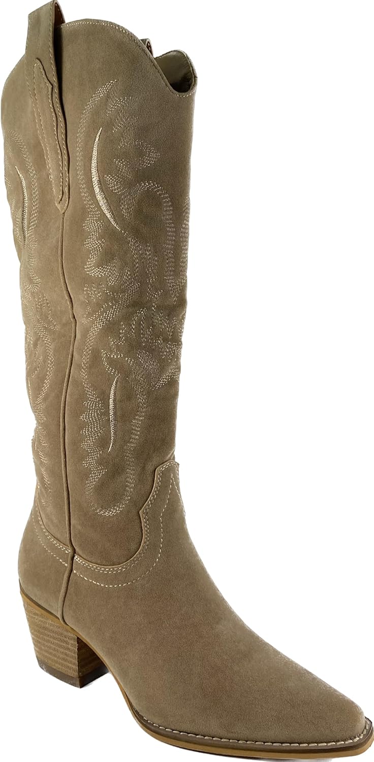 ARIDER GIRL Hanan Women's 15" Knee High Stacked Heel Snipped Toe Western Boots