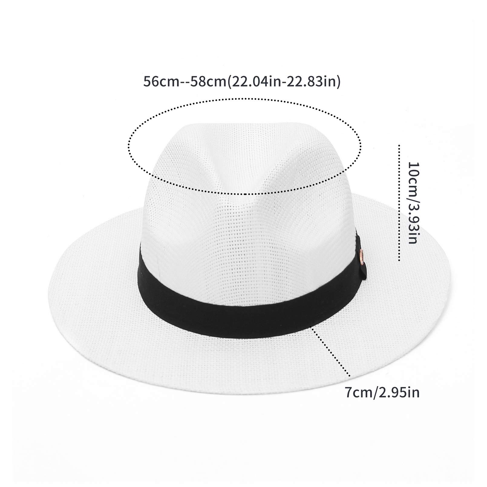 Gemvie - Chapeau de paille - À bord large - Pour homme et femme - Avec bandeau simple - Idéal pour été et jour ensoleillé