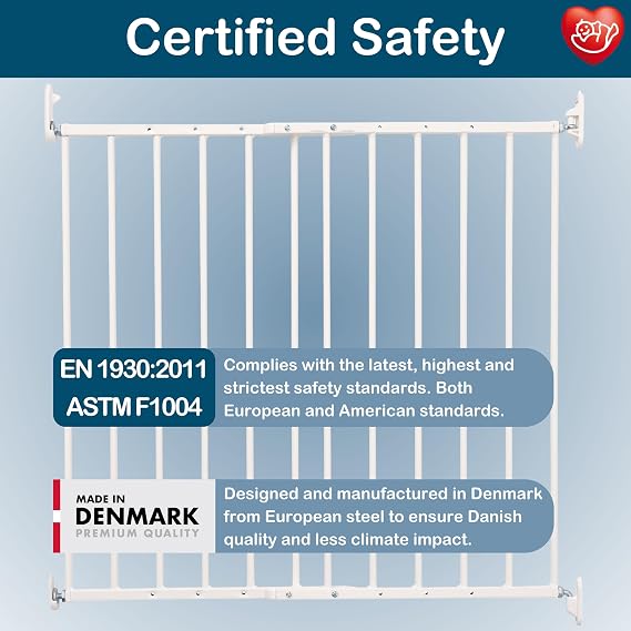 BabyDan Ebeltoft Safety Gate – Baby Gate for Narrow Openings (56.5-81.5 cm) – Wall-Mounted Stair Gate for Babies and Pets – Adjustable and Durable, White, Metal