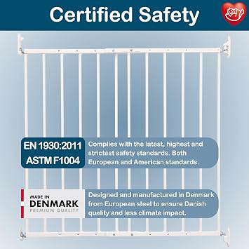 BabyDan Ebeltoft Safety Gate – Baby Gate for Narrow Openings (56.5-81.5 cm) – Wall-Mounted Stair Gate for Babies and Pets – Adjustable and Durable, White, Metal