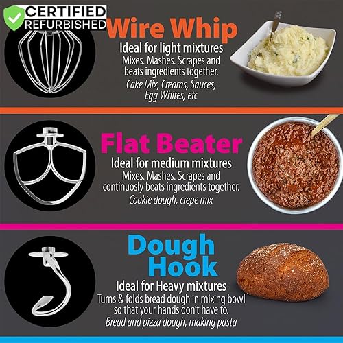 Miniatura 8 de Deco Chef STMIX01WHT - Batidora de pie de cocina de 5.5 cuartos de galón, motor de 8 velocidades de 550 W incluye 3 accesorios de mezcla (renovado)