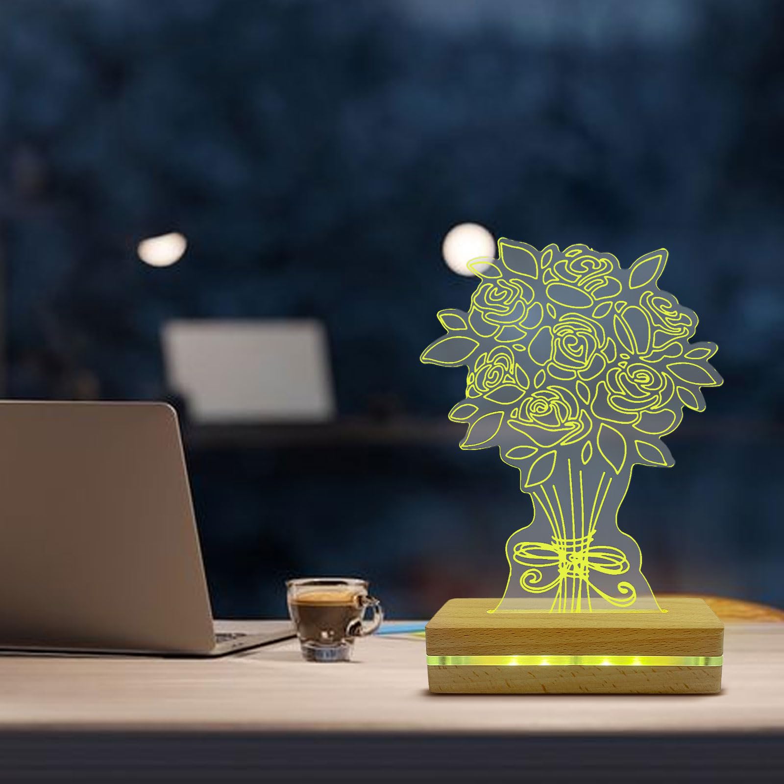 2 Bases Lumineuses LED Bois | Alimentation USB | Pour Plaques Acryliques Et Résine