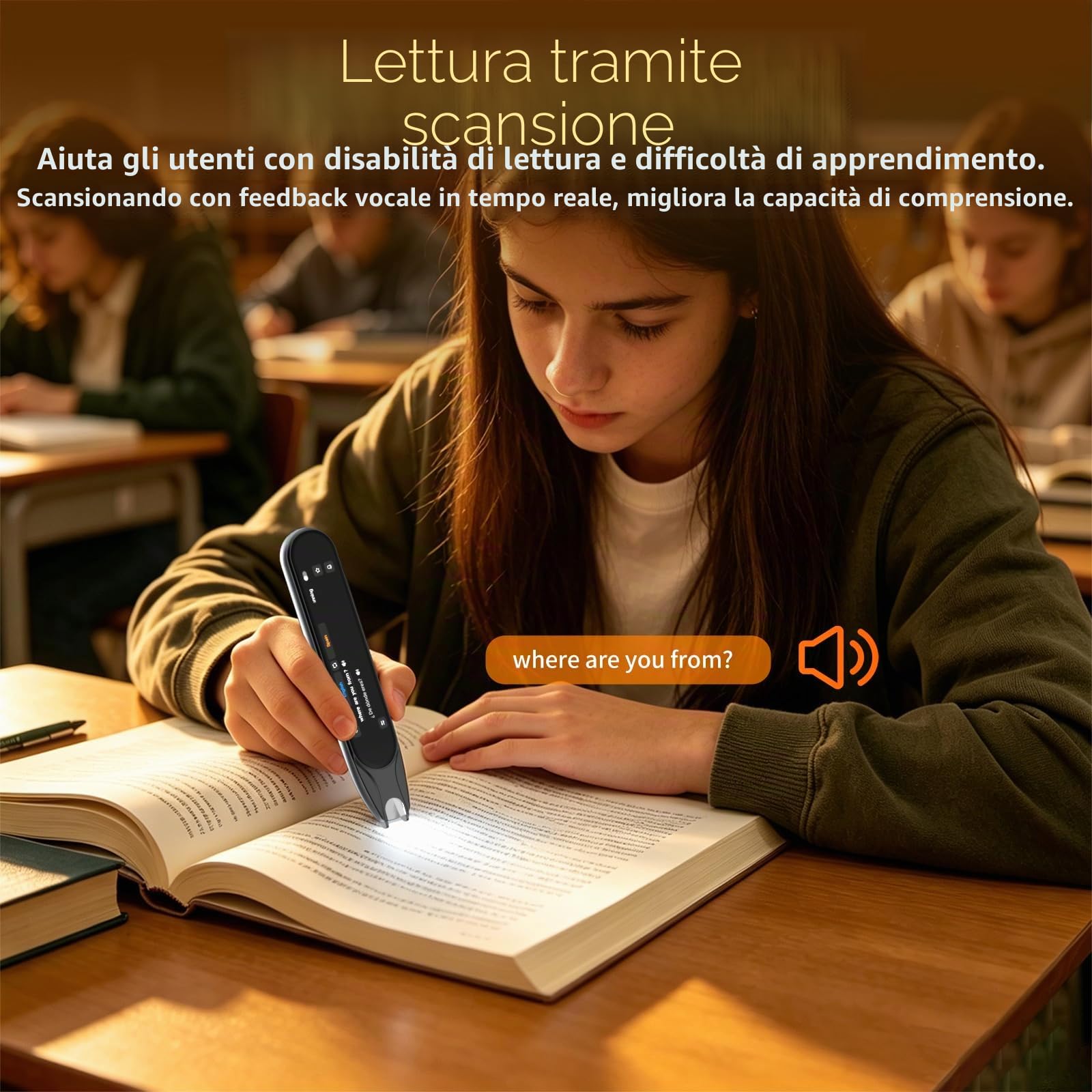 Penna di traduzione e scansione per studenti di lingue, dislessia e difficoltà di apprendimento, penna per lettore di testo a voce, penna traduttore per 142 lingue (grigio