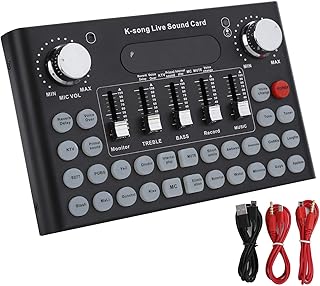 Heayzoki Live Sound Card,Tuning Sound Card 18 Effects Bluetooth for Computer Phone Broadcast Living Mixer, Voice Card Sound Mixer With Multi-functions