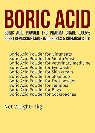 Boric Acid Powder 1kg Pharma Grade (99.5% Pure) Repacking make INDO BORAX & CHEMICALS LTD