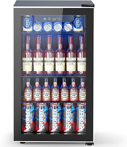 Refrigerador de bebidas para 95 latas, mini refrigerador de 26 botellas, refrigerador de bebidas de 2.7 pies cúbicos, control de temperatura digital