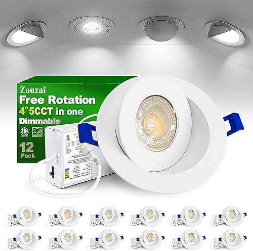 Miniatura 12 de zouzai 4 pulgadas 5CCT luz LED empotrable con cardán ajustable, 360°+90° direccional, regulable, iluminación decorativa para el hogar y comercial,