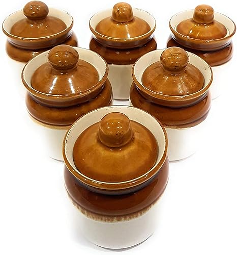Miniatura 4 de Juego de tarros de cerámica hechos a mano con tapa, recipientes para mesa de comedor y un regalo ideal para la familia, 1 unidad, mediano