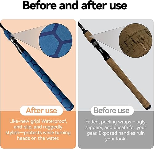 Miniatura 2 de Mango de patrón hexagonal termorretráctil para caña de pescar, paleta de tenis de mesa, elegante, varios colores (1.181 in de diámetro x 5.2 ft de