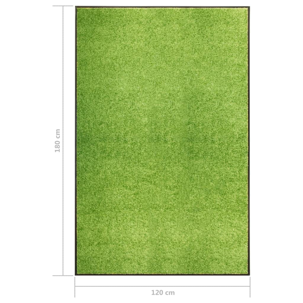 Felpudo lavable verde 120 x 180 cm, felpudo atrapa la suciedad con parte trasera de PVC antideslizante, adecuado para interior y exterior, ideal como felpudo en la entrada, para pasillo