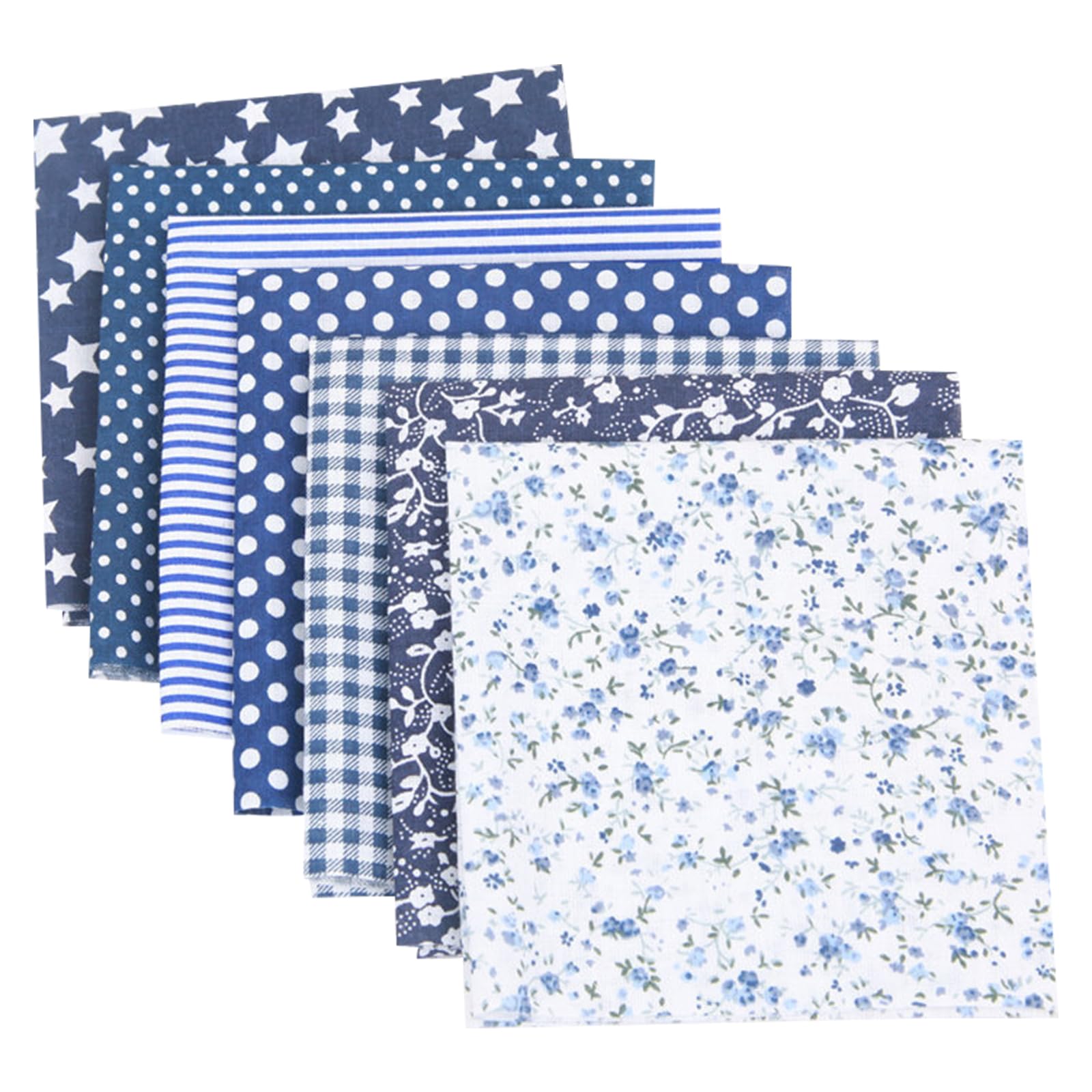 7 Pcs Fabric Bundles 50cm x 50cm Quilting Fabric Bundles Fabric Fat Quarters Bundle Quilting Craft Fabric for DIY Sewing Quilting Cloths Patchwork Sewing Crafting (Cyan)