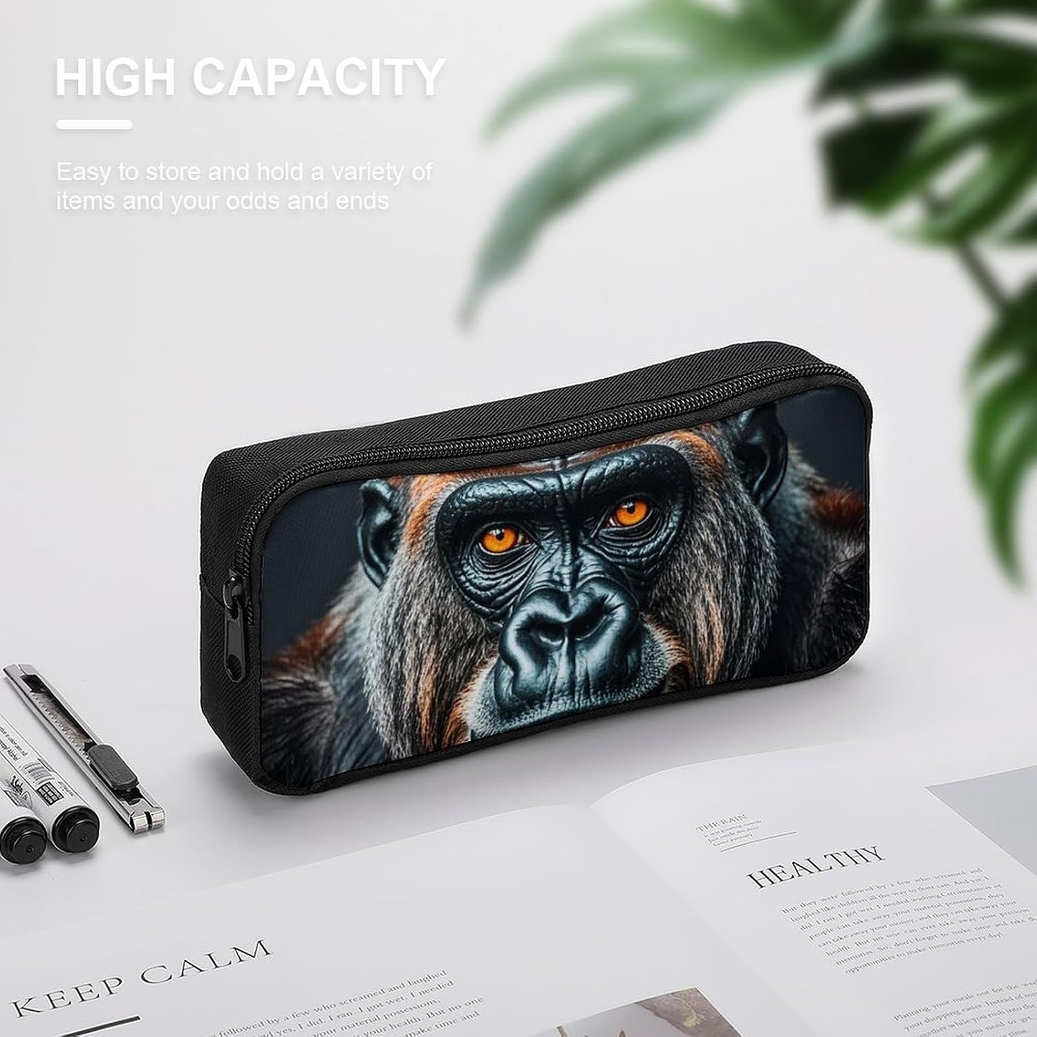 Lightweight Gorilla Pen Pouch with Metal Zipper image 4