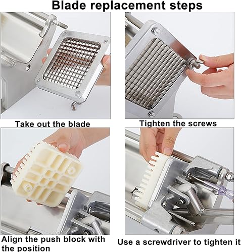 Miniatura 5 de tonchean Cortador de patatas fritas para montaje en pared, cortador comercial de verduras y papas con cuchillas de 1/2 pulgadas, 1/4 pulgadas y 3/8