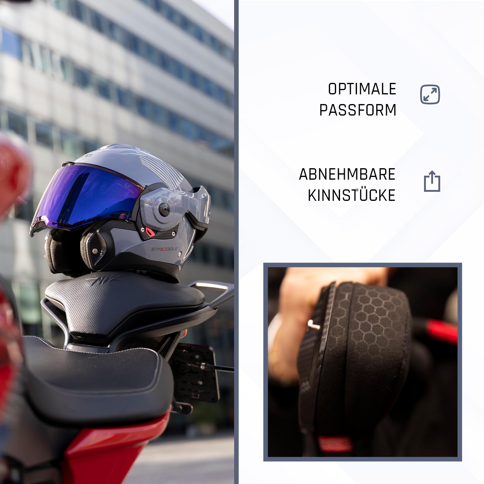 BEON Stradale Motorradhelm - Systemhelm Klapphelme mit Visier und Sonnenblende - Rollerhelm Sonnenblende - Motorrad Helm Damen & Herren - Integralhelm 180° Klappbar - XXL