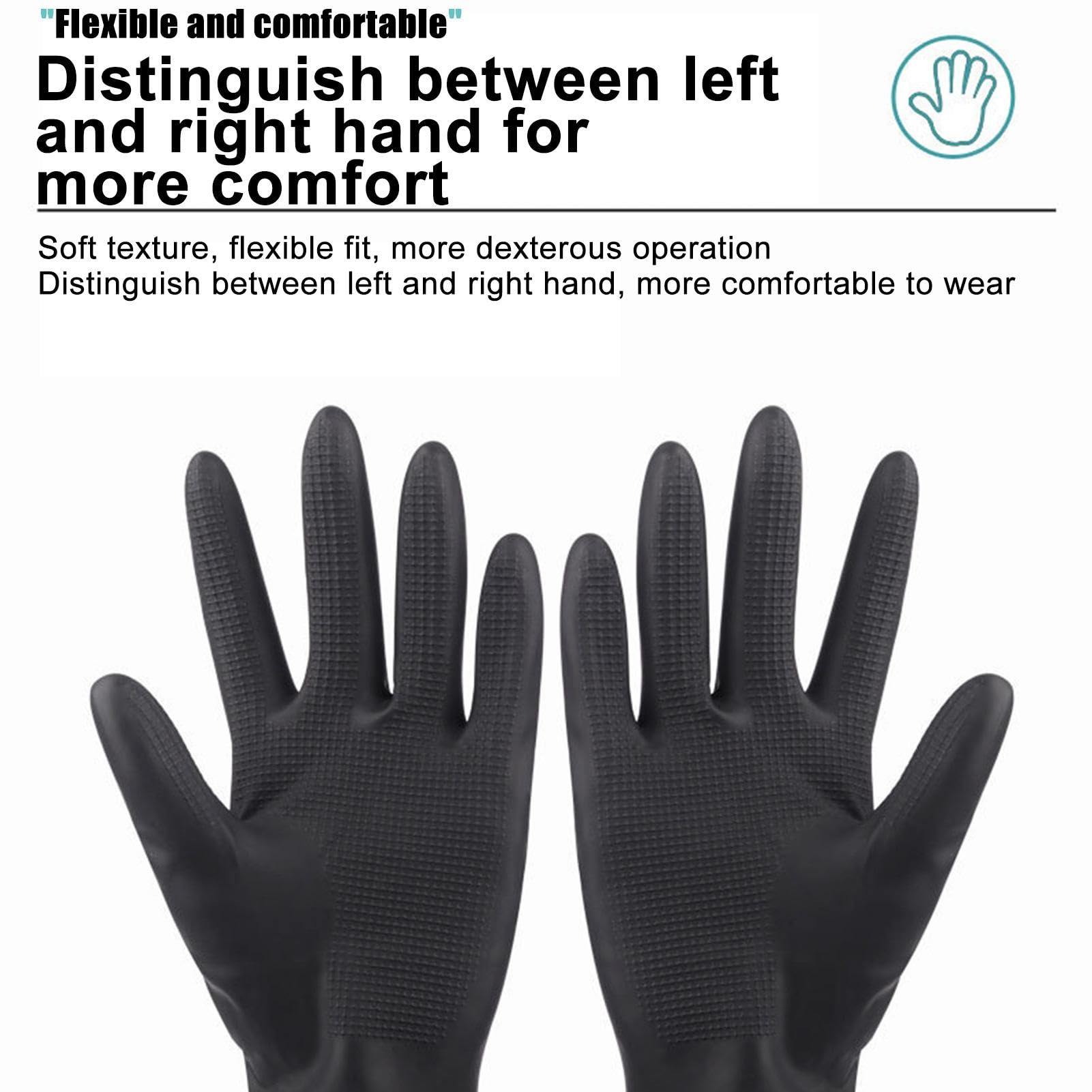 Lot de 2 paires de gants en latex réutilisables noirs pour salon de coiffure pour protéger contre la coloration des cheveux (2 paires)