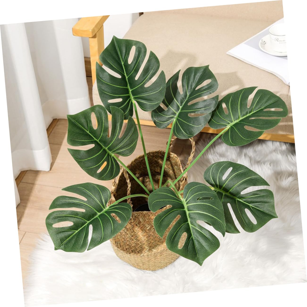 Cabilock 3stücke Künstliche Monstera Realistische Dekoration Für Wohnzimmer Hochzeit Wiederverwendbare Grüne Pflanzenornamente Für Innenräume Köpfe Im Bund