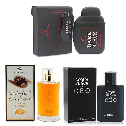 Vista 52 de Paquete de 3 perfumes de colonia azul para hombre, serie Eau de Parfume en espray con aroma floral amaderado y afrutado, set de regalo de perfume