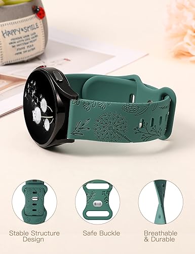 Miniatura 2 de W-RARA Correa con grabado floral compatible con Samsung Galaxy Watch 5 y 4 de 1.57 pulgadas, 1.73 pulgadas, Watch 5 Pro de 1.77 pulgadas, Active 2