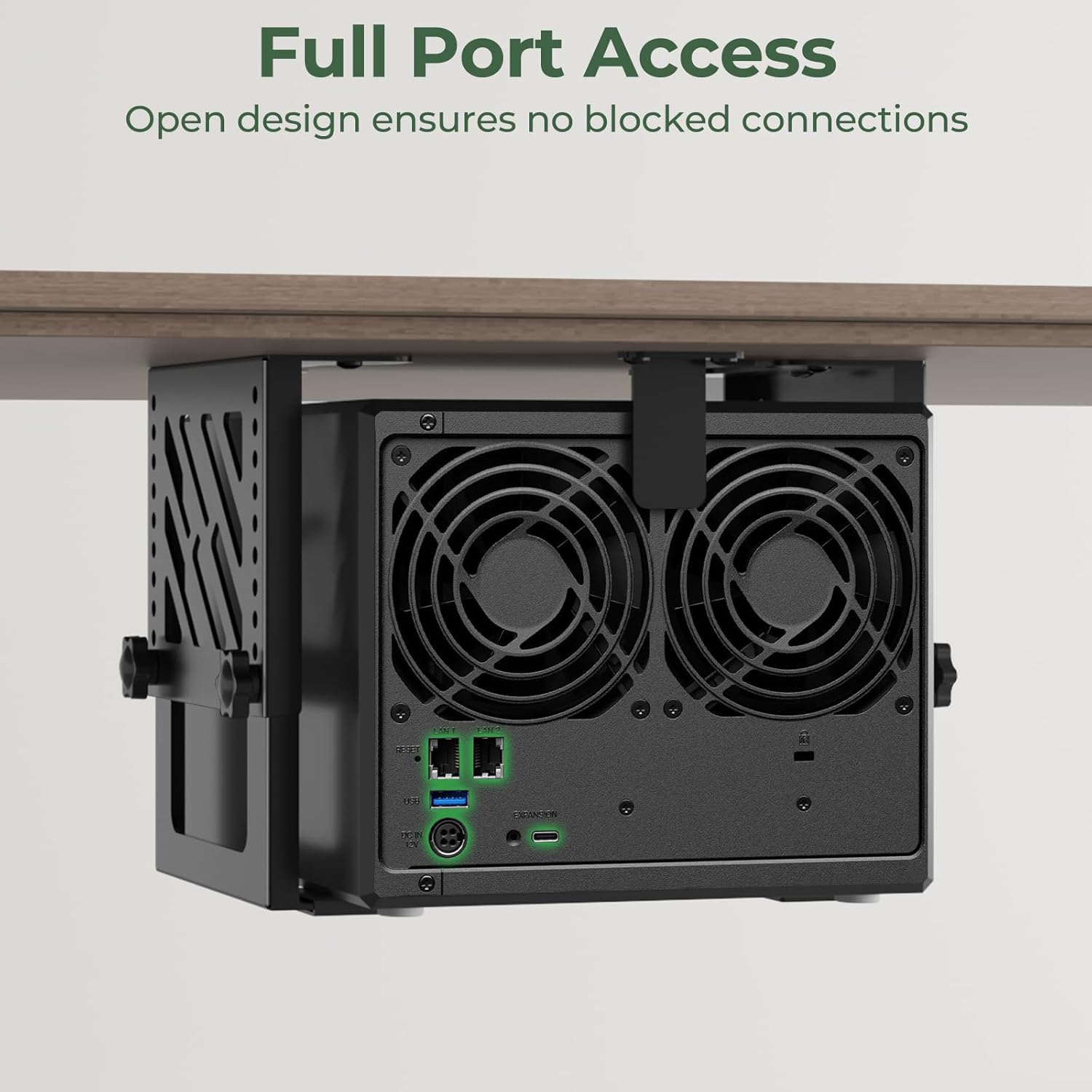 Under Desk Mount Holder for NAS, Mini PC, CPU, UPS, DVD, Label Printer, SFF Desktop Tower, Xbox Series S, Xbox One S/X, Xbox 360, PS4 Slim/Pro, Adjustable Height Under Desk PC Mount with Cable Straps