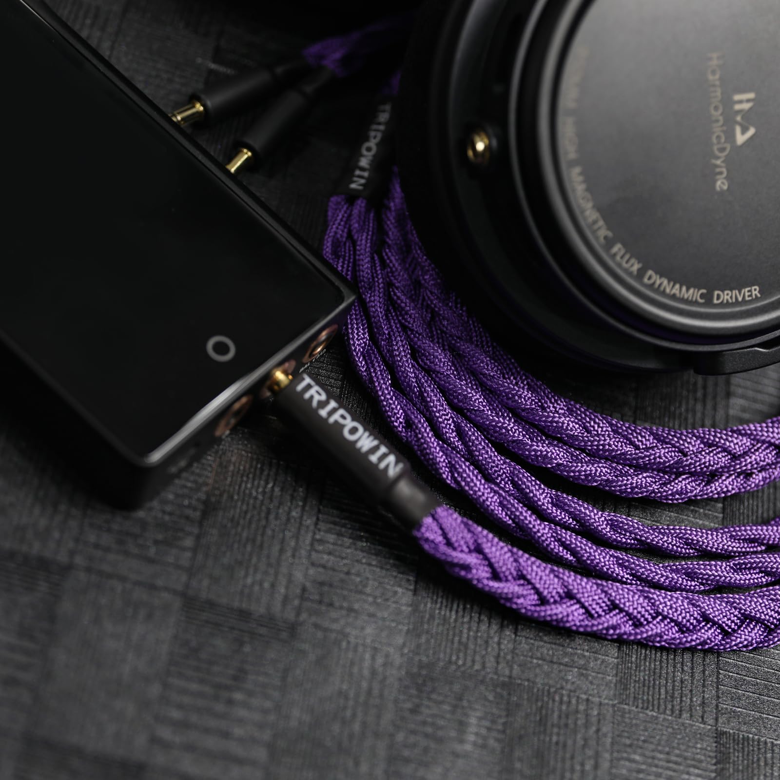 Linsoul Tripowin GranVia ulepszony kabel zastępczy do słuchawek OFC, podwójne złącze 3,5 mm do słuchawek stereo 3,5 mm do HE4XX/HE-400i/HE400se/Goldplanar/Focal ELEGIA, fioletowy, 2 m