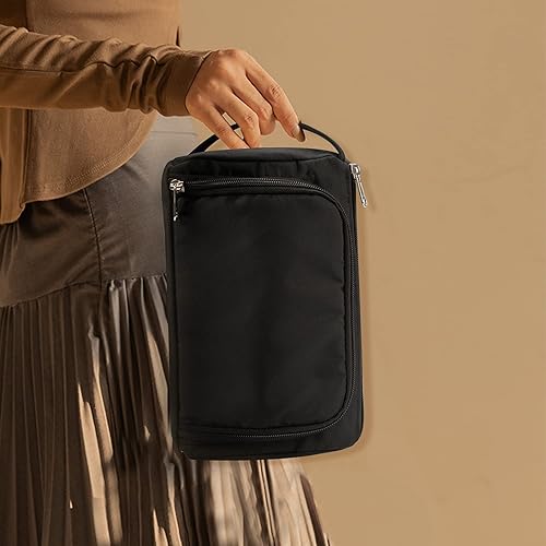 Miniatura 6 de CUBETASTIC Bolsa de maquillaje pequeña, bolsa de maquillaje, organizador de cosméticos de viaje para mujeres y niñas (tela Oxford, negro)
