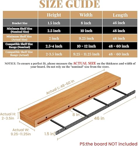 Miniatura 13 de 2 piezas de accesorios flotantes para estantes ocultos, soporte de estante oculto, montaje en pared, soporte de estantes flotantes invisibles
