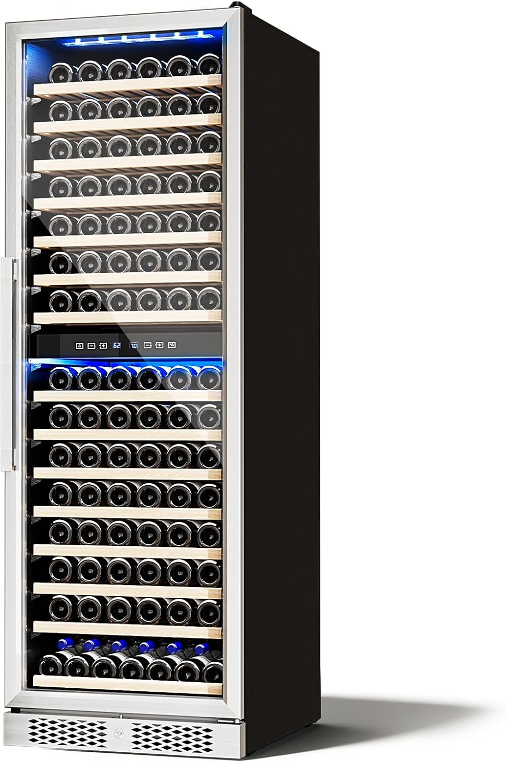 ROVSUN 24'' Wine Cooler Refrigerator, 160 Bottles Dual Zone Wine Fridge with Professional Temperature Control System, Built-in Wine Cellar with Touch Panel Control for Wine Enthusiast, Restaurant