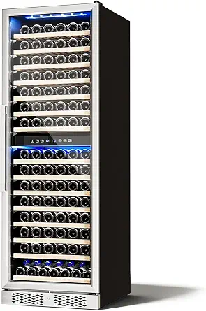 ROVSUN 24'' Dual Zone Wine Cooler Refrigerator, 160 Bottles, Touch Panel Control