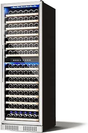 ROVSUN 24'' Dual Zone Wine Cooler Refrigerator, 160 Bottles