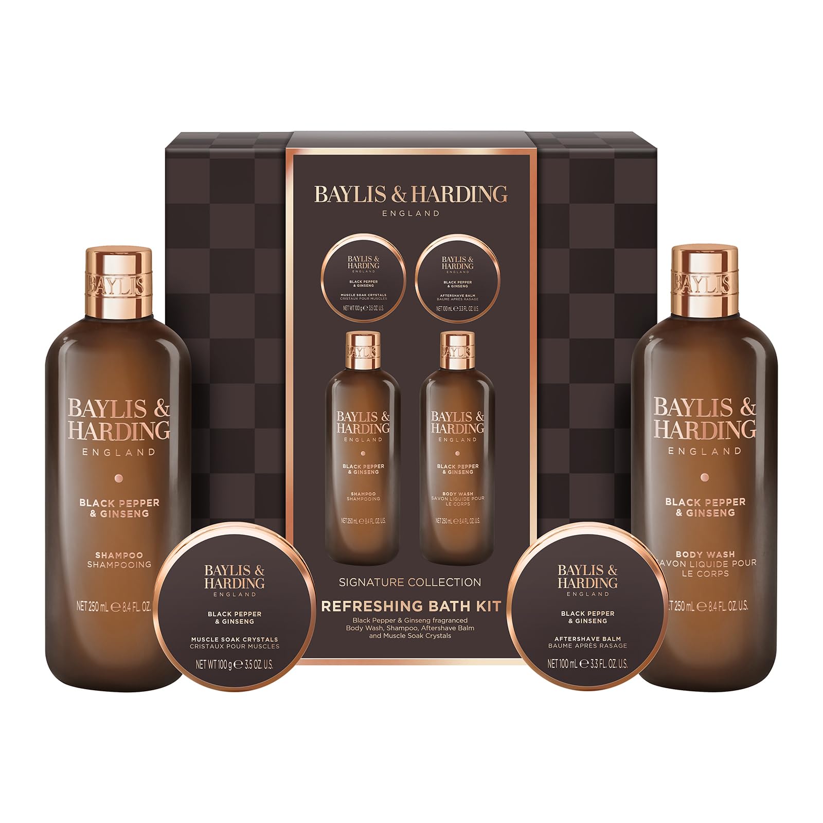 Baylis & Harding Black Pepper & Ginseng Men's Luxury Bath Kit Gift Set (Pack of 1) - Vegan Friendly