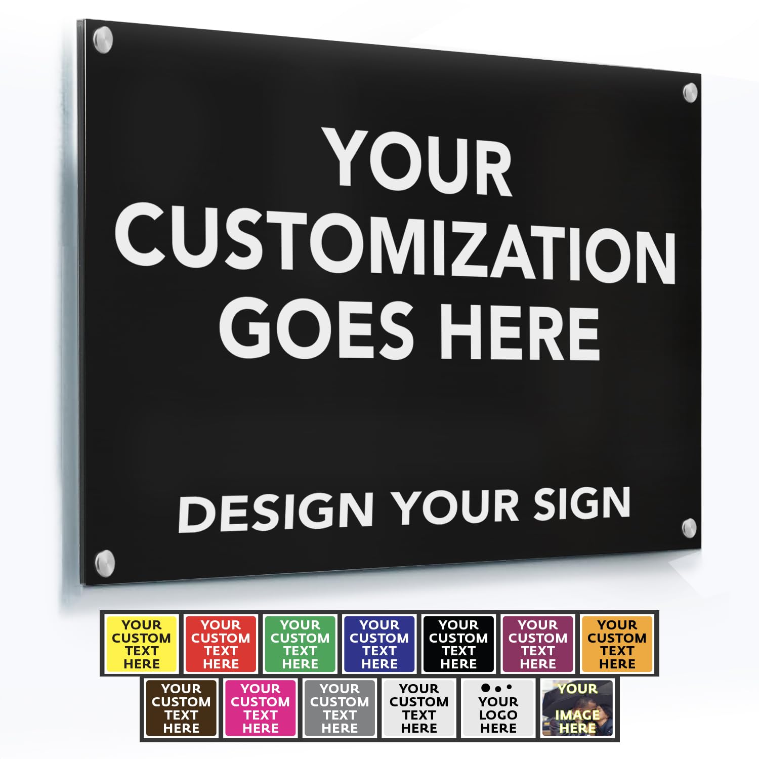 Custom Outdoor Aluminum Signs - Metal Business Signs With Black Background, 12x8 In