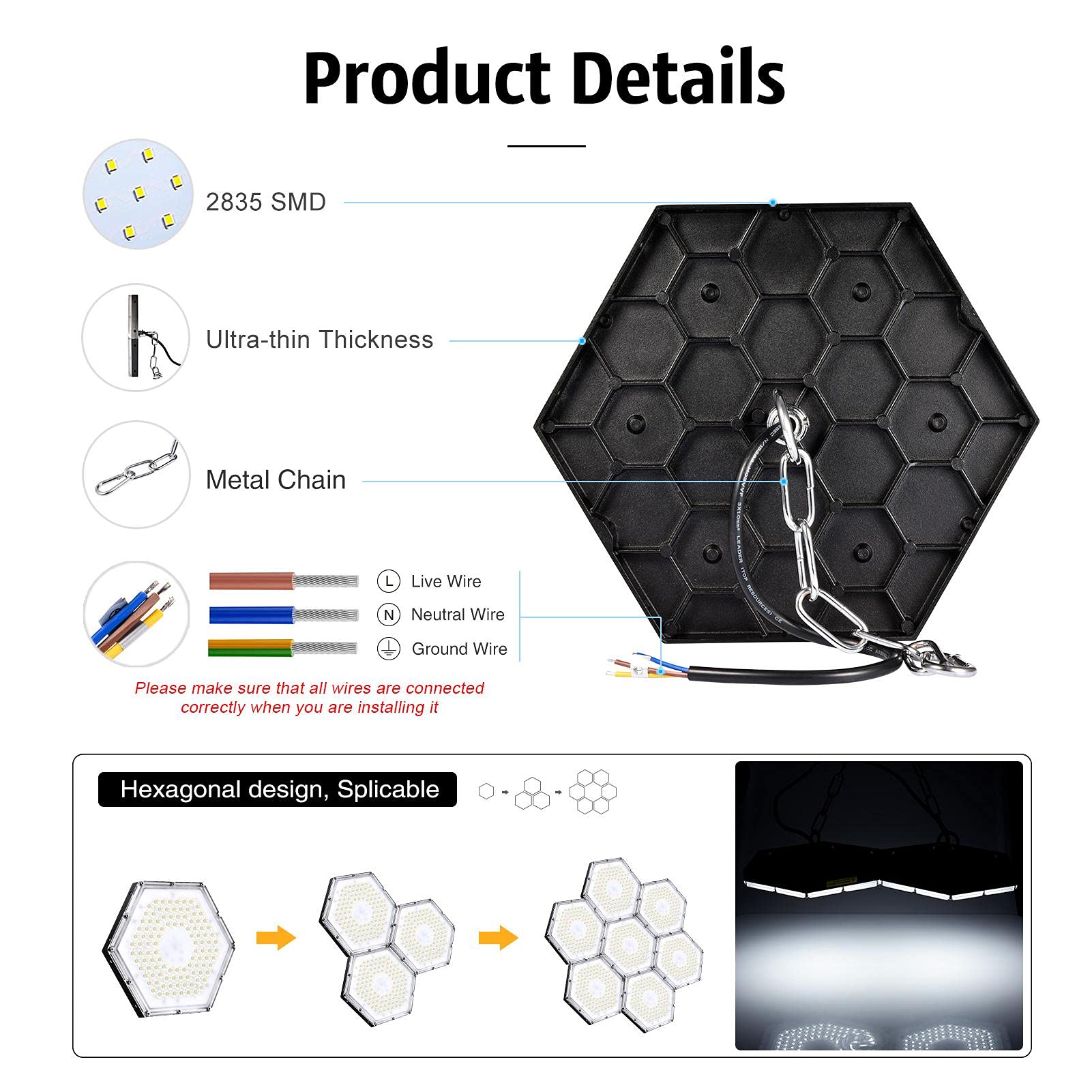 3 Pack 100W UFO LED High Bay Light, 10000 lumenów Lampa przemysłowa Oprawa oświetleniowa Bay Area, światło dzienne białe 6500K, Oświetlenie sklepowe LED do warsztatu Fabryka Magazyn Garaż Oświetlenie