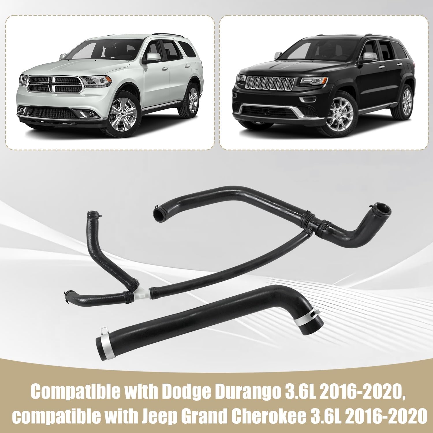 Radiator Coolant Hose Upper and Lower Compatible with Dodge Durango 3.6L 2016-2020 Compatible with Jeep Grand Cherokee 3.6L 2016-2020 Replaces 68244092AA 55038160AE