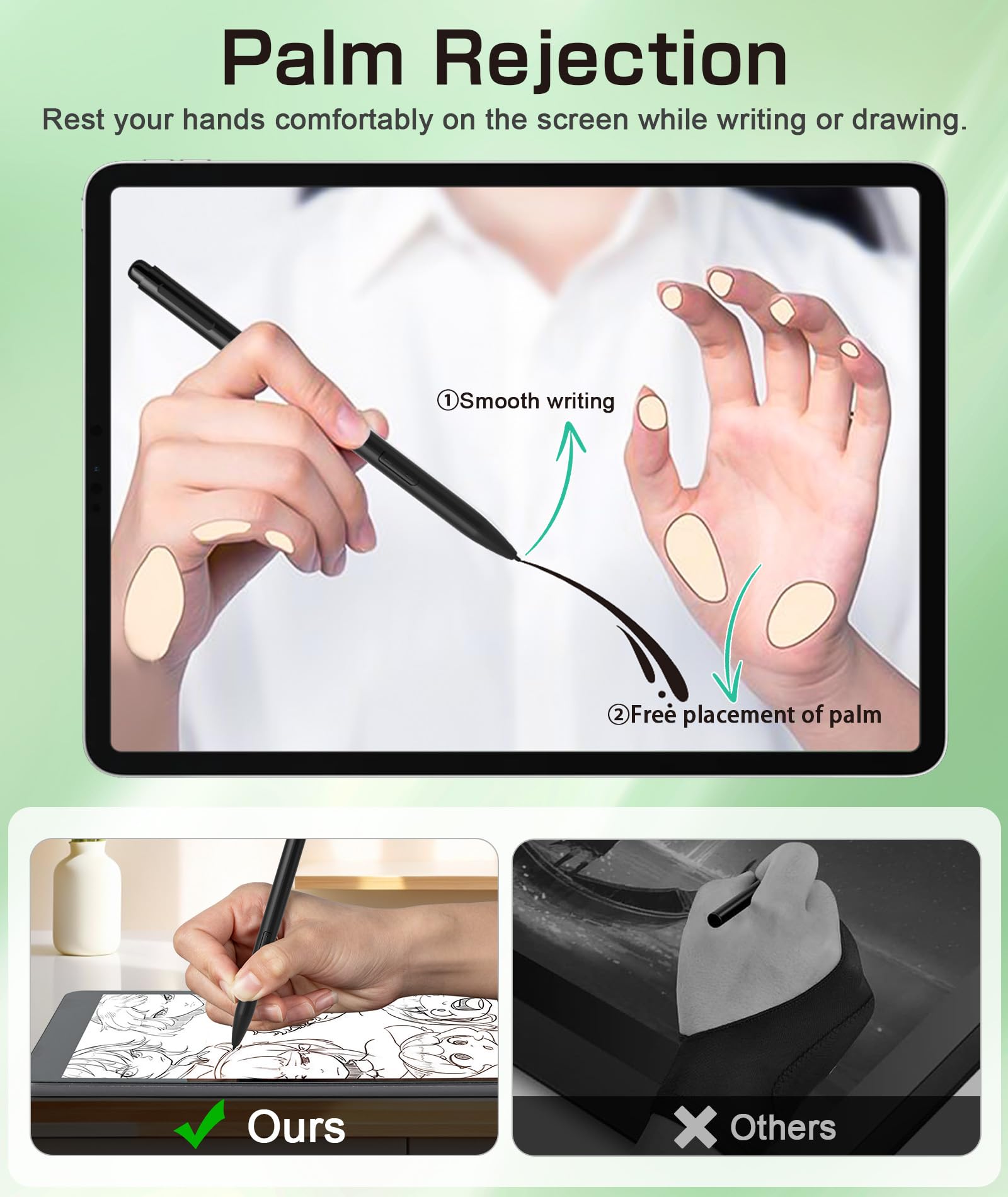 Ciscle EMR - Lápiz capacitivo magnético, lápiz digital con borrador, sensibilidad a la presión 4096, función de inclinación, rechazo de palma, compatible con Remarkable, Wacom, ónix