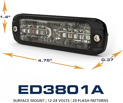 Miniatura 2 de ECCO LED ámbar direccional de alta intensidad 0.76 amperios 12V 24V montaje en superficie luz de advertencia impermeable construcción precaución