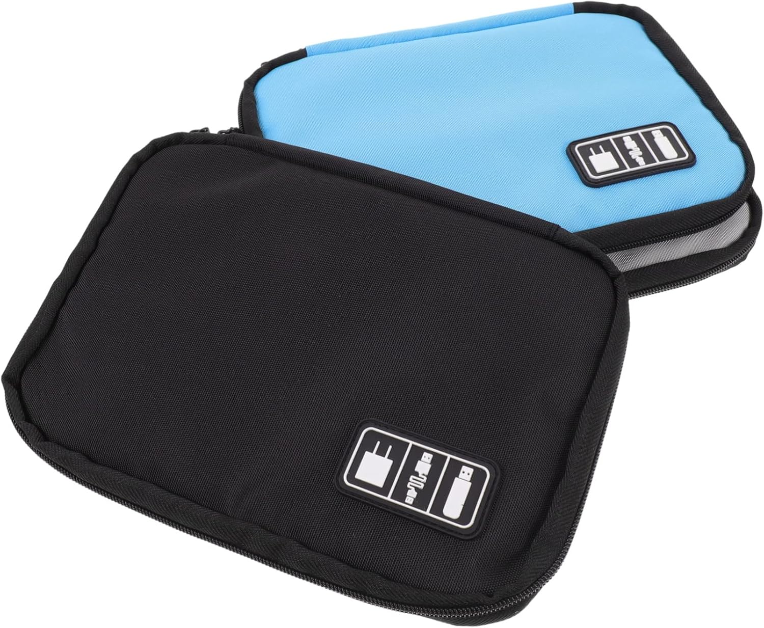 3pcs Electronic Organizer Pouch Portable Data Cable Storage Bag Multifunctional Travel Case for Cords Chargers Drives Black Gray
