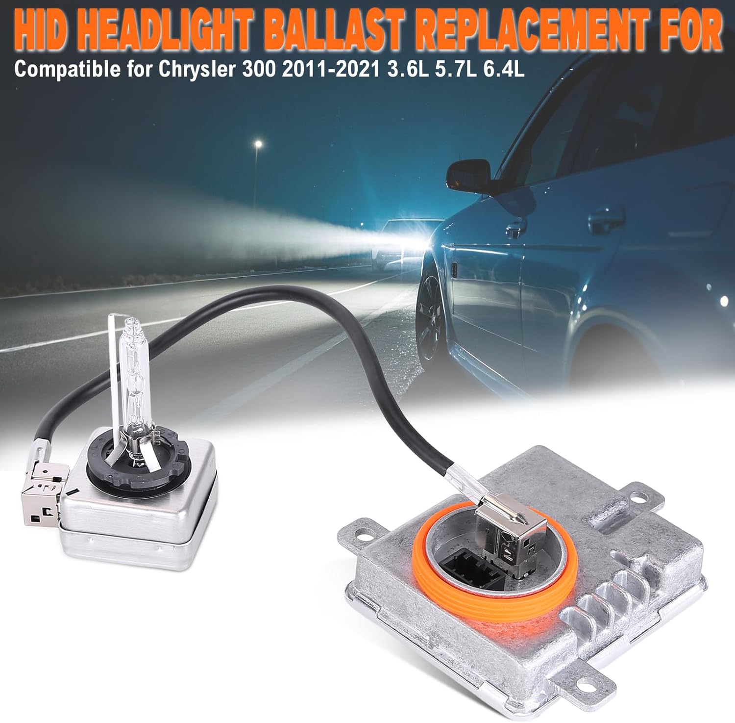 W003T21971 Xenon HID Ballast Headlight Control Unit with D3S Bulb Kit Compatible with Chrysler 300 2011-2021 3.6L 5.7L 6.4L, BAM92-143700 68170821AA LED Headlamp Bulb Ballast Control Unit