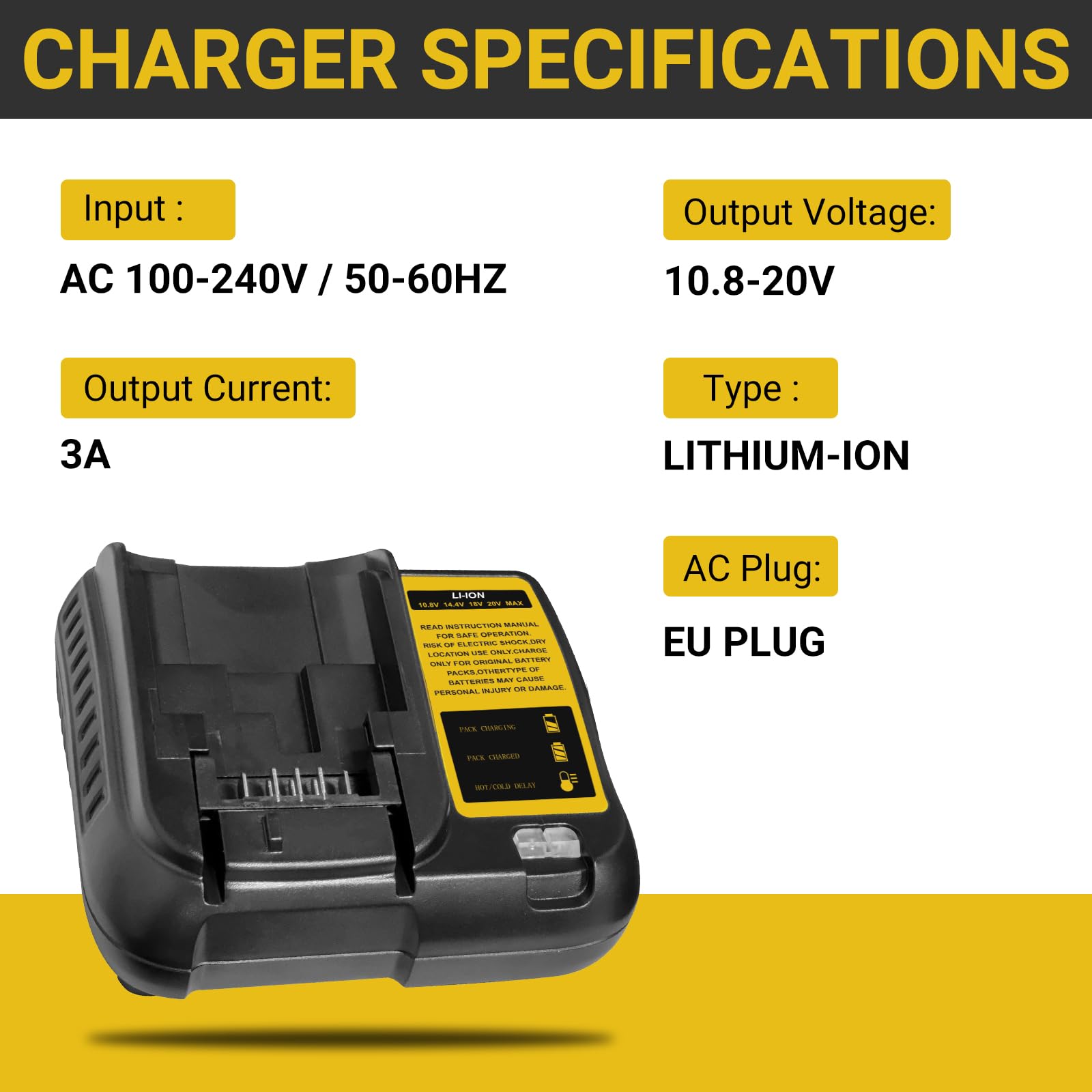 2pcs 5000mAh Recambio para Dewalt batería 18V + 1pcs 10.8~20V 3A DCB107 para Dewalt Cargador de batería con indicador LED