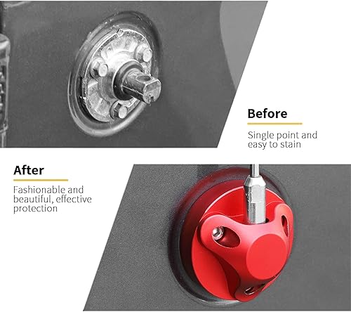 Miniatura 7 de Hoolcar Cubierta base de radio de aluminio rojo para Jeep Wrangler JL JLU JK JKU JT 2007-2021