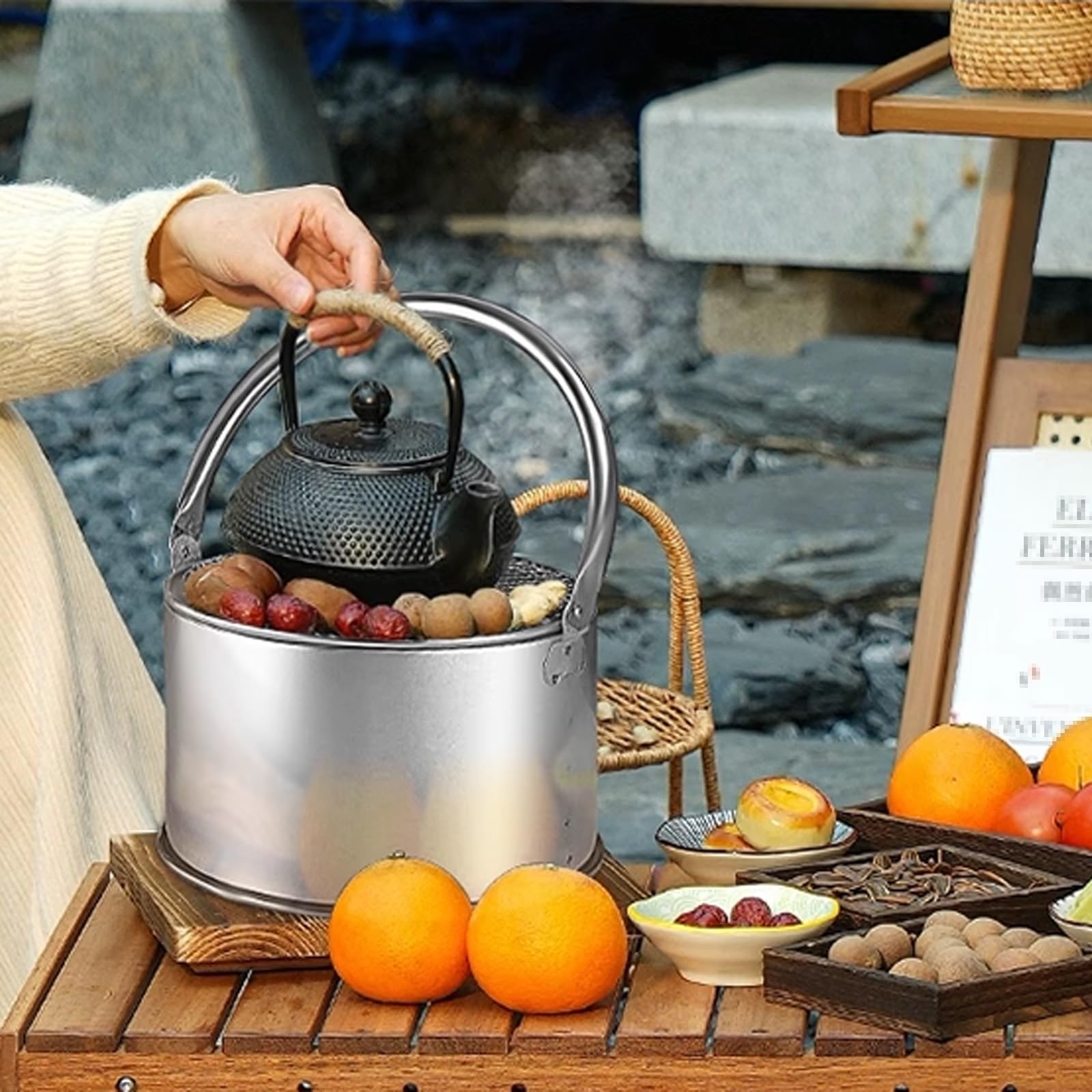 Fornello da Esterno Include Griglia e Maniglia Dotato di Fori di Ventilazione Cucine da Campeggio Tendas Adatto per Campeggio e Uso Esterno(23.5 * 16.5cm)