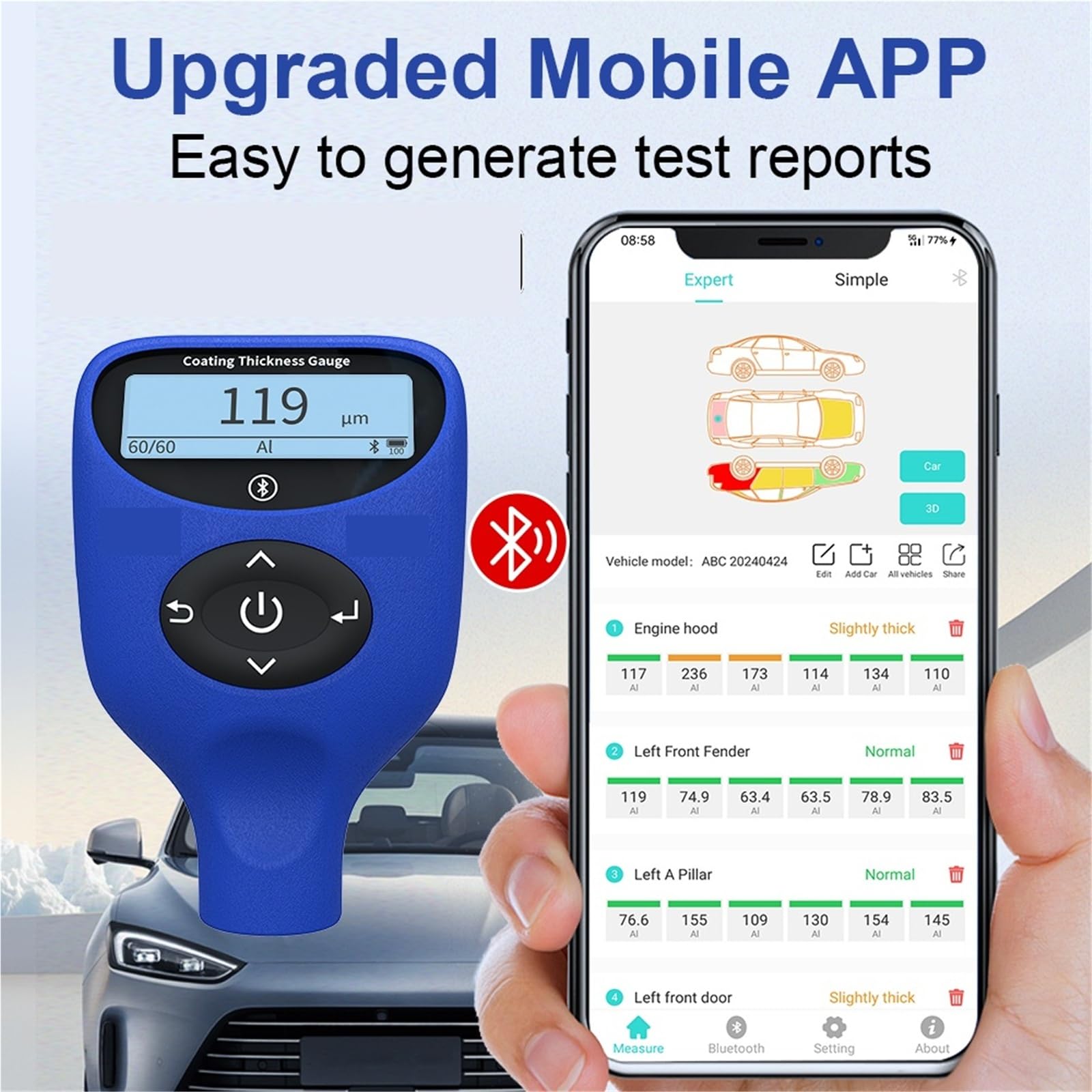 Tester per Vernice Auto ad Alta precisione, misuratore di Spessore del Rivestimento Professionale per acquirenti di Auto usate
