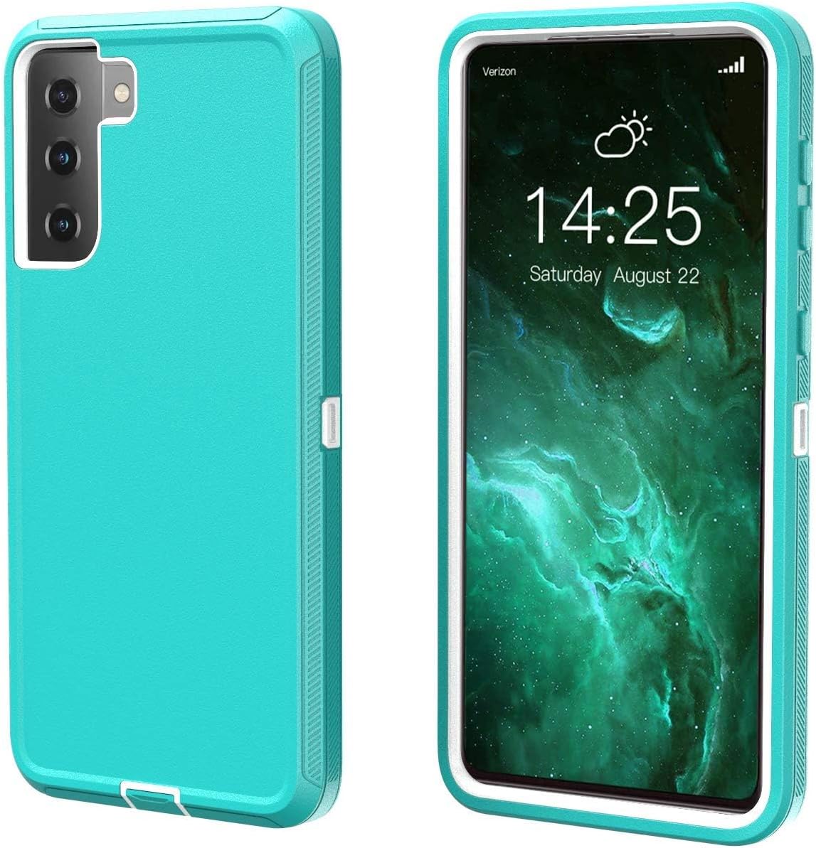 for Galaxy S21 5G case,Samsung S21 Heavy Duty case,[Military Grade Protective ],[Shockproof] [Dropproof] [Dust-Proof], Compatible with Samsung Galaxy S21 5G (Teal/White)