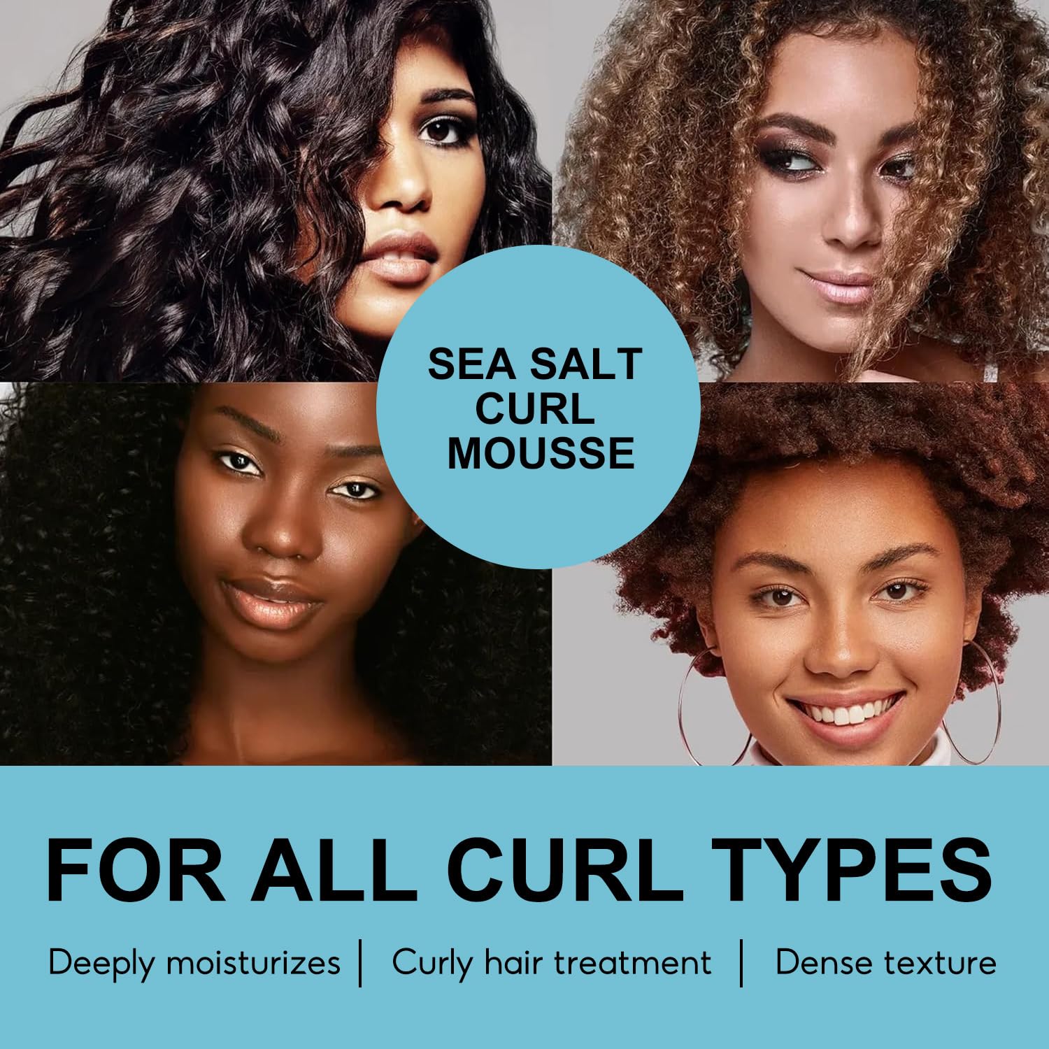 Sea Salt Curl Mousse Volumizing Foam 5.07 oz - Curl Enhancing Styling Foam For Curly Hair Definition - Texturizing Anti Frizz Hair Mousse With Aloe Vera - Lightweight Hold For Beach Waves Women Men