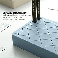 Vista 2 de Silicone Lipstick Organizer, 24 Slots Makeup Cosmetics Holder, Storage Box Display Stand For Dressing Table, Countertop Desk, Soft Non Slip