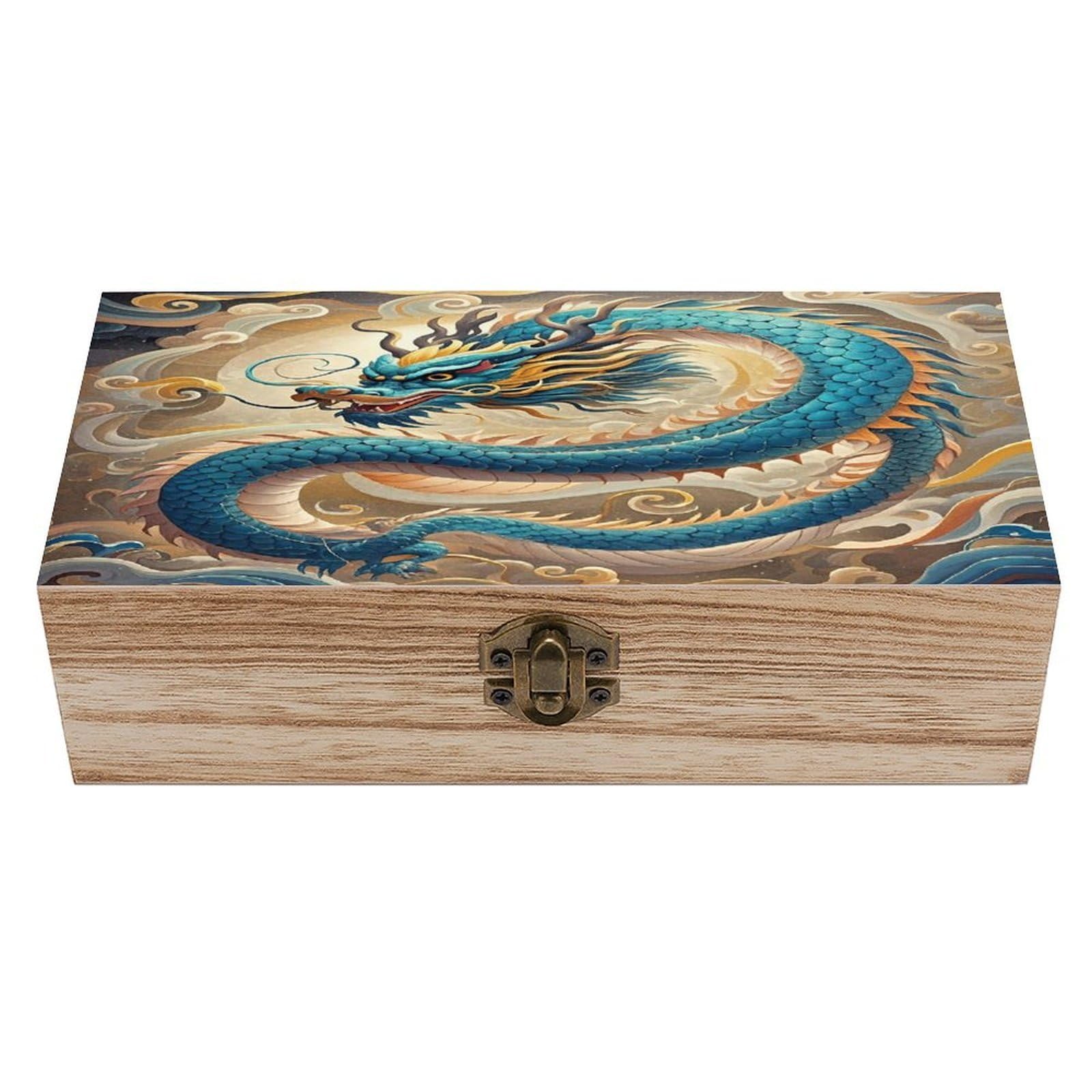 asbwuo Dragon Wood Keepsake Box Wooden Box with Hinged Lid