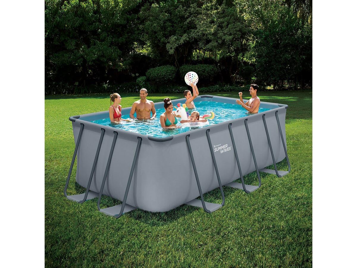Habitat et Jardin - Piscine Tubulaire Rectangulaire Ludo 2 (L) 4,01 x (l) 2,01 x (H) 1,22 m - Piscine de Jardin en PVC 3 Couches Résistante et Design - Echelle de Sécurité