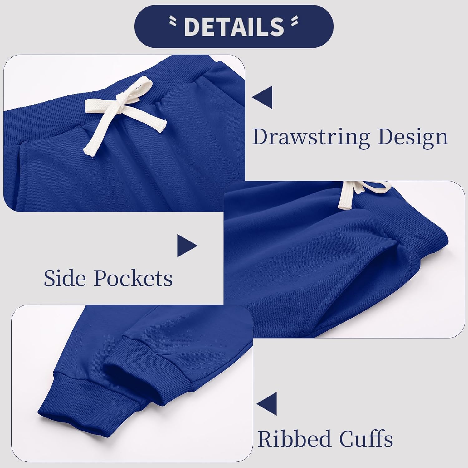 Phedrew 2 Pack Boys Kids Cotton Sweatpants Midweight Toddler Jogger Pants Pull On Pants with Drawstring Pockets(2-14Y) - Image 4