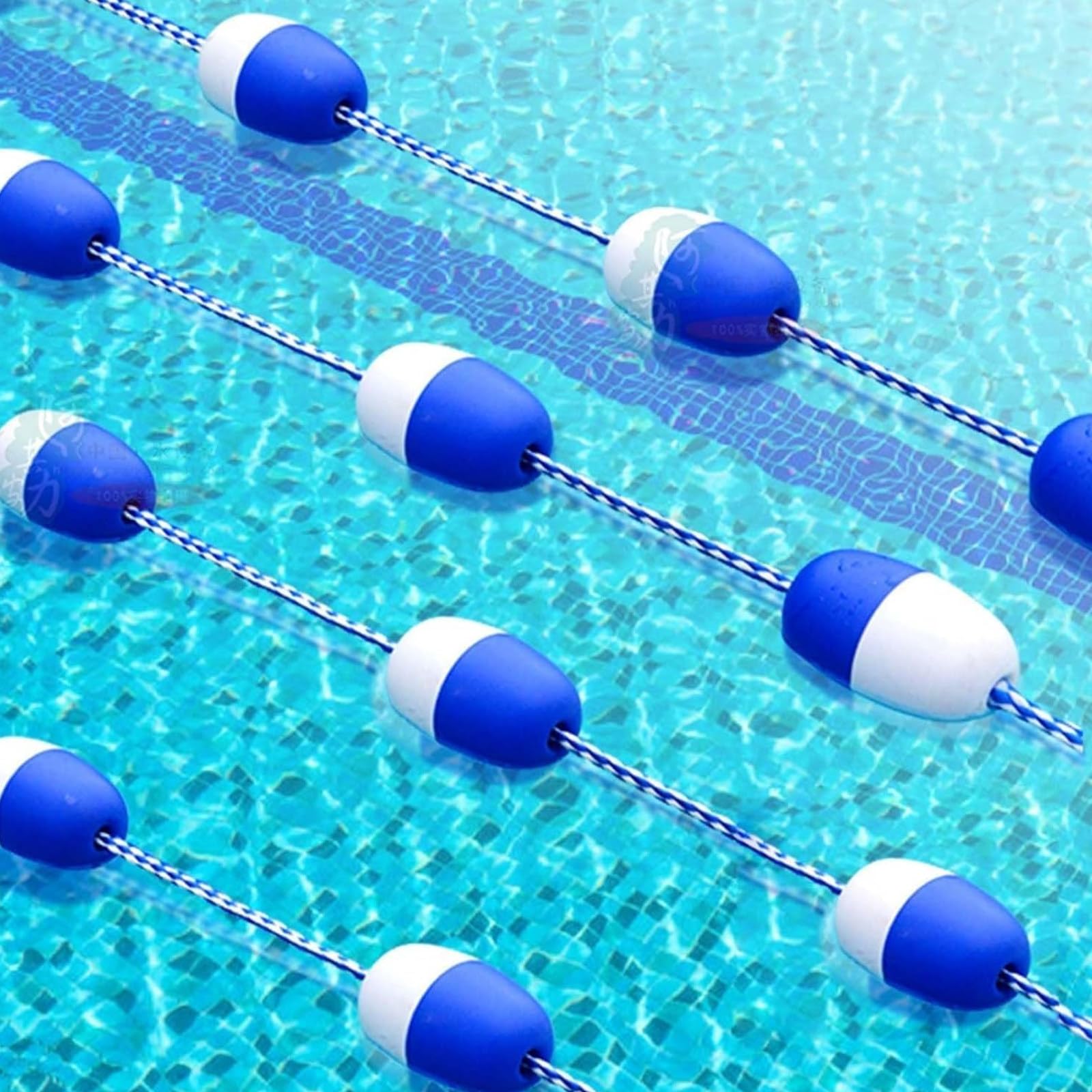 HENGCMM Swimming Pool Safety Rope and Float Kit, Swimming Pool Safety Divider Rope & Float Kits for Inground Pools, with 2 Hooks for Dividing Dangerous Areas Or Swimming Lanes 20ft/6.1m
